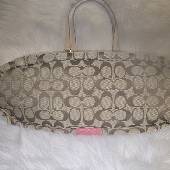 Coach Signature Canvas Tote Bag - Pink and Tan